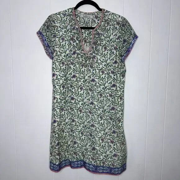 Bella Tu Women’s Delphine Cap Sleeve Dress Floral Beaded Detail Resort Size L - Picture 2 of 6